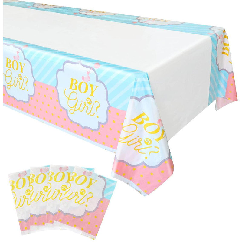 Zoomie Kids 4 Pcs Gender Reveal Party Tablecloths 86 X 51 Inches